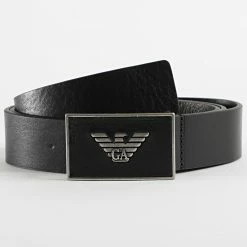 Budget 😀 Ceinture En Cuir Plate Belt Y4S196 Noir de Emporio Armani 🧨