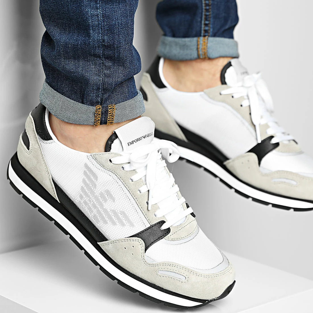 Grosses soldes 👏 Baskets X4X537-XM678 Plaster Black Off White de Emporio Armani ✔️ 1 Grosses soldes 👏 Baskets X4X537-XM678 Plaster Black Off White de Emporio Armani ✔️