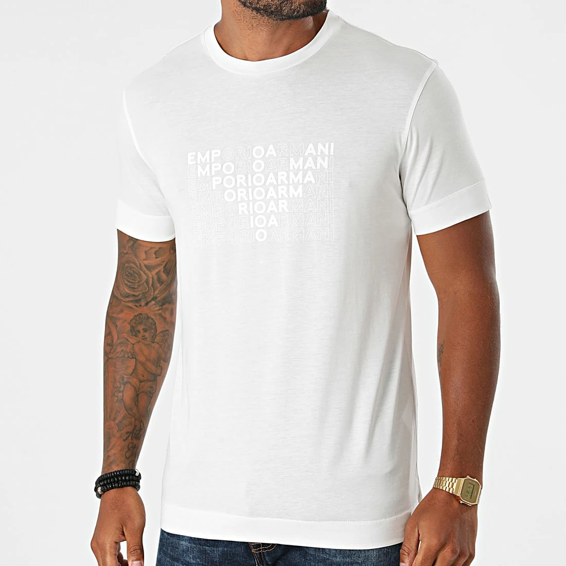 Budget 🔔 Tee 👕 Shirt 6K1TA5-1JPZZ Ecru de Emporio Armani ✨ 1 Budget 🔔 Tee 👕 Shirt 6K1TA5-1JPZZ Ecru de Emporio Armani ✨