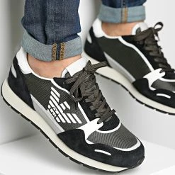 Remise 💯 Baskets X4X537-XM678 Navy Off White Green Plaster de Emporio Armani ⌛