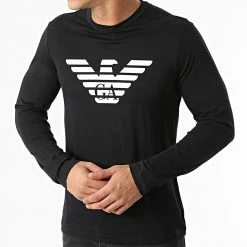 Budget ✔️ Tee 👚 Shirt Manches Longues 8N1TN8-1JPZZ Bleu Marine de Emporio Armani 🤩