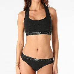 Nouveau 🛒 Ensemble String Et Brassière Femme 164523 Noir Doré de Emporio Armani ⌛ -Emporio Armani Soldes Boutique emporio armani 288868 164523 1A225 17520 20211022T155634 03