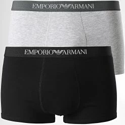 Meilleure affaire ✔️ Lot De 2 Boxers 111613 Noir Gris Chiné de Emporio Armani 😍