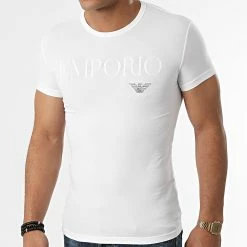 Meilleure vente ⌛ Tee 👕 Shirt 111035-CC716 Blanc de Emporio Armani ✔️