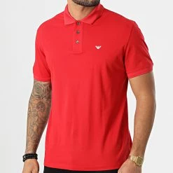 Promo ✨ Polo Manches Courtes 8N1FQ2-1JTKZ Rouge de Emporio Armani 🧨