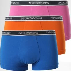 Meilleur prix ⌛ Lot De 3 Boxers 111357-2R717 Orange Rose Bleu Roi de Emporio Armani 😀