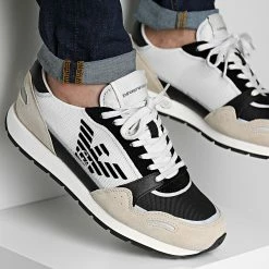 Grosses soldes ❤️ Baskets X4X537 Beige Black Off White de Emporio Armani 😉