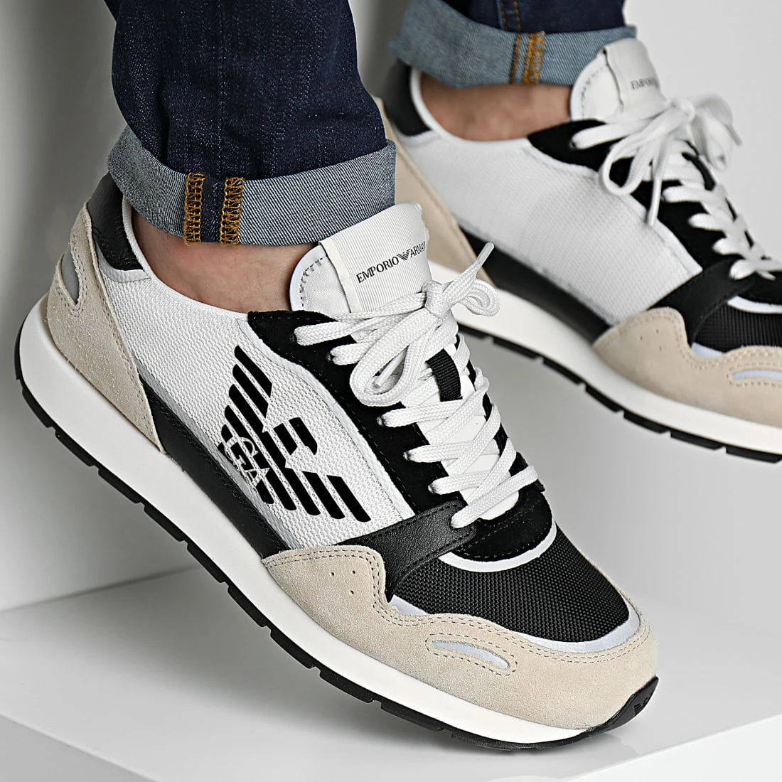Grosses soldes ❤️ Baskets X4X537 Beige Black Off White de Emporio Armani 😉 1 Grosses soldes ❤️ Baskets X4X537 Beige Black Off White de Emporio Armani 😉