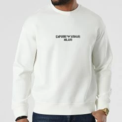 Grosses soldes ⌛ Sweat Crewneck 3L1MFE-1JHSZ Blanc de Emporio Armani 🌟 -Emporio Armani Soldes Boutique emporio armani 308758 3L1MFE 1JHSZ 0128 20220317T151816 03