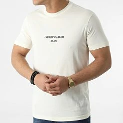 Meilleure affaire ✨ Tee 👚 Shirt 3L1TFR-1JPZZ Beige de Emporio Armani 💯 -Emporio Armani Soldes Boutique emporio armani 308781 3L1TFR 1JPZZ 0128 20220314T160830 03