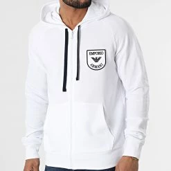 Vente flash 🎉 Sweat Zippé Capuche 111835-2R571 Blanc de Emporio Armani 💯