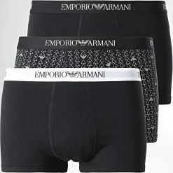 Offres 👍 Lot De 3 Boxers 111625-2R722 Noir Blanc de Emporio Armani 🥰