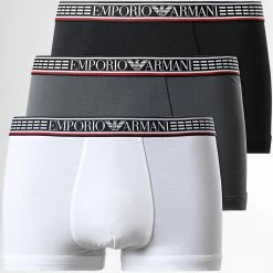 De gros 🛒 Lot De 3 Boxers 111357 2R728 Blanc Noir Gris de Emporio Armani ⌛