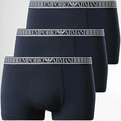 Offres 🧨 Lot De 3 Boxers 111357 2R728 Bleu Marine de Emporio Armani 👏