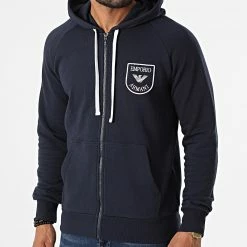 Le moins cher 😍 Sweat Zippé Capuche 111835-2R571 Bleu Marine de Emporio Armani 🥰
