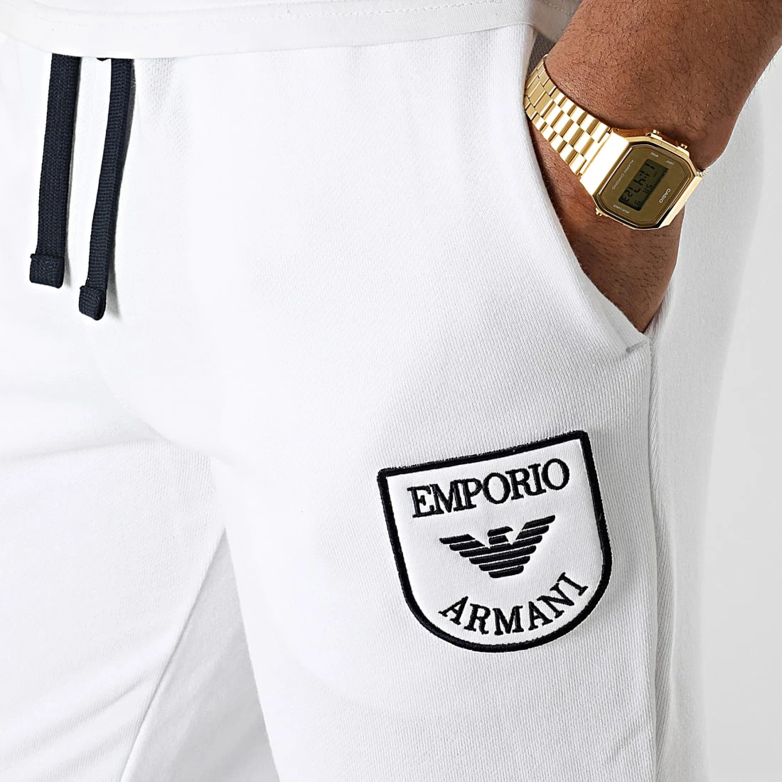 Nouveau 🛒 Pantalon Jogging 111690 Blanc de Emporio Armani ⭐ 2 Nouveau 🛒 Pantalon Jogging 111690 Blanc de Emporio Armani ⭐ – Image 2