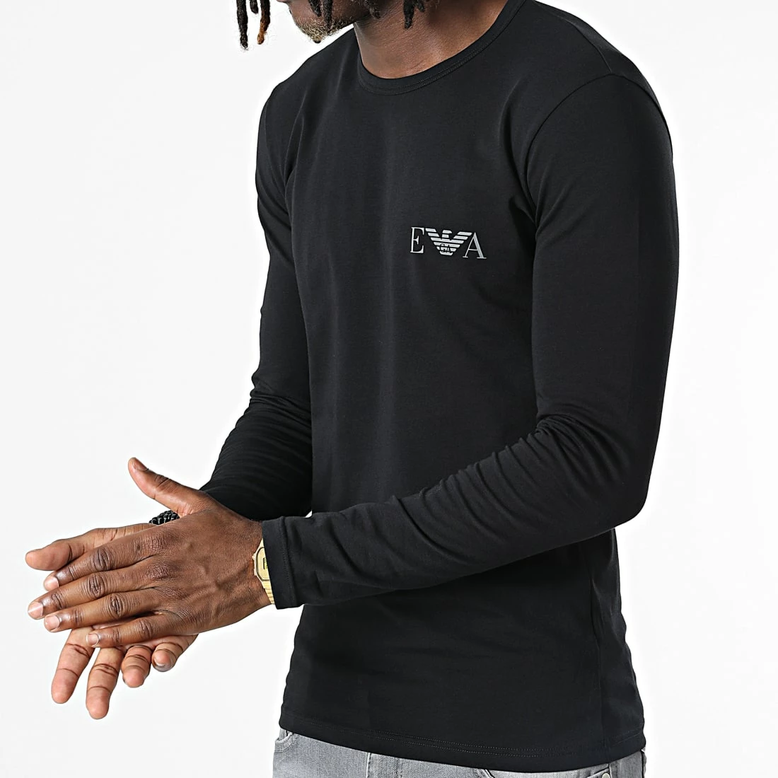 De gros ❤️ Tee 👕 Shirt Manches Longues 111023 2F715 Noir de Emporio Armani 👏 1 De gros ❤️ Tee 👕 Shirt Manches Longues 111023 2F715 Noir de Emporio Armani 👏