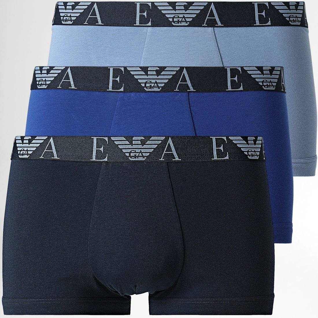 Coupon 🥰 Lot De 3 Boxers 111357 2F715 Bleu Marine Bleu Clair de Emporio Armani 🥰 1 Coupon 🥰 Lot De 3 Boxers 111357 2F715 Bleu Marine Bleu Clair de Emporio Armani 🥰