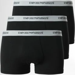 Tout neuf 🔔 Lot De 3 Boxers 111357 CC717 Noir de Emporio Armani ❤️