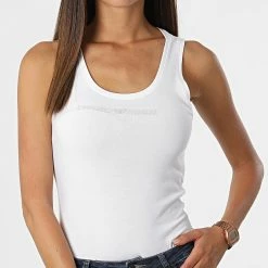 Vente flash 🤩 Débardeur Femme A Strass 163319-CC318 Blanc de Emporio Armani 🔔