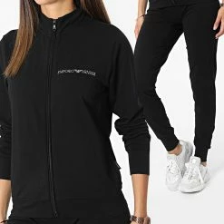 Meilleure vente 🧨 Ensemble De Survetement Femme A Strass 164146-CC270 Noir de Emporio Armani 🧨