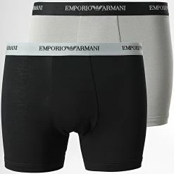 Grosses soldes ⭐ Lot De 2 Boxers 111268 CC717 Noir Gris de Emporio Armani 😀