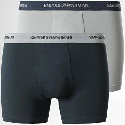 Le moins cher 👍 Lot De 2 Boxers 111268 CC717 Bleu Marine Gris de Emporio Armani ✔️