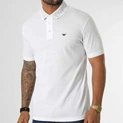 Promo 👏 Polo Manches Courtes 6L1F93-1JTKZ Blanc de Emporio Armani ✨