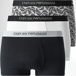 Vente flash ❤️ Lot De 3 Boxers 111625-2F722 Noir Blanc Gris de Emporio Armani 🌟