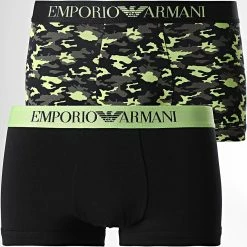 De gros 🔔 Lot De 2 Boxers 111210 2F504 Noir Camouflage de Emporio Armani ⭐