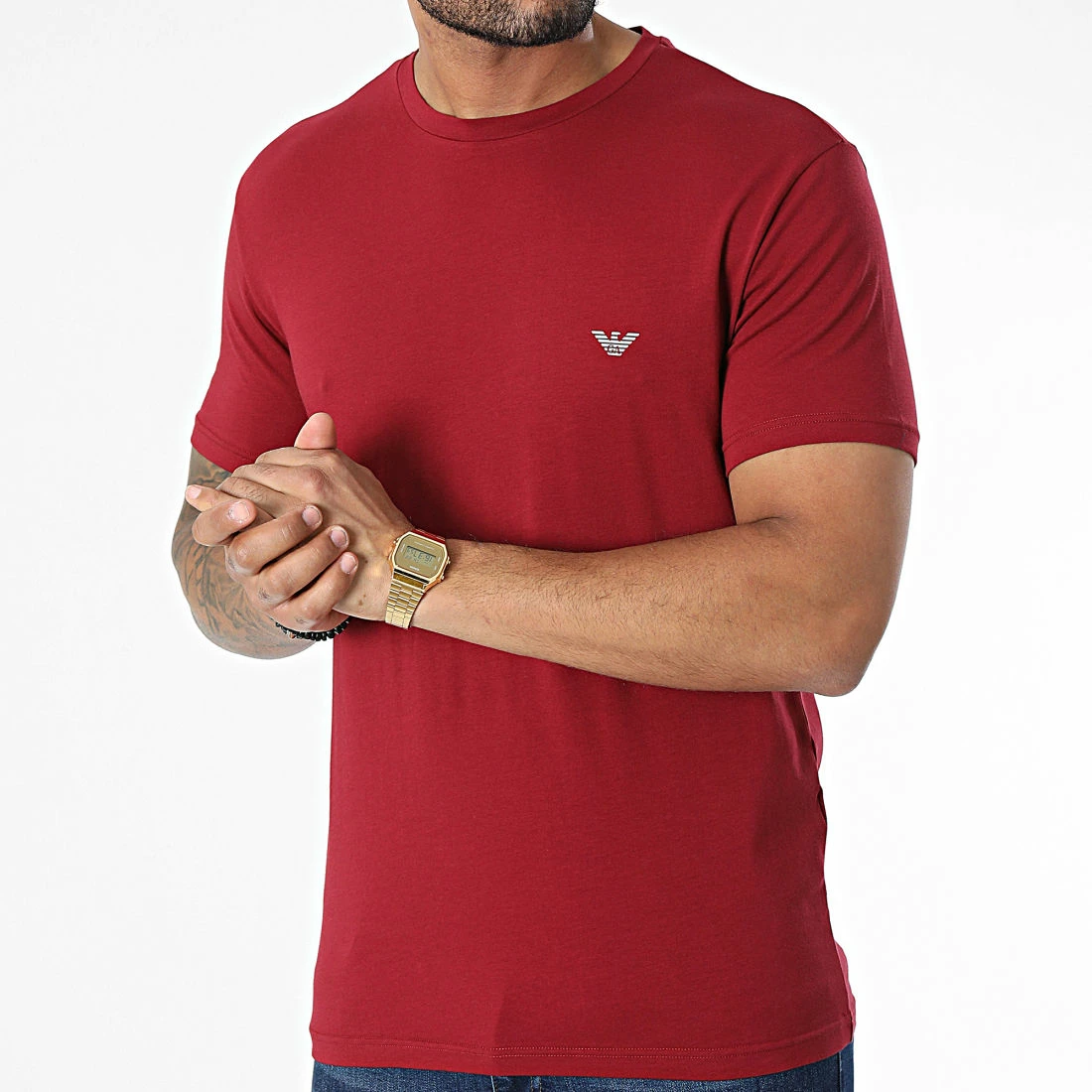 Tout neuf 🎉 Lot De 2 Tee 👚 Shirts 111267-2F720 Bleu Marine Bordeaux de Emporio Armani 👍 5 Tout neuf 🎉 Lot De 2 Tee 👚 Shirts 111267-2F720 Bleu Marine Bordeaux de Emporio Armani 👍 – Image 5