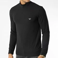 Vente flash 🎁 Tee 👕 Shirt Manches Longues 112009 Noir de Emporio Armani ⌛