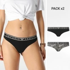 Grosses soldes ❤️ Lot De 2 👙 Bikinis Femme 163337 Noir de Emporio Armani ✔️