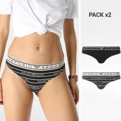 Coupon ✔️ Lot De 2 👙 Bikinis Femme 163337 Noir de Emporio Armani ✨