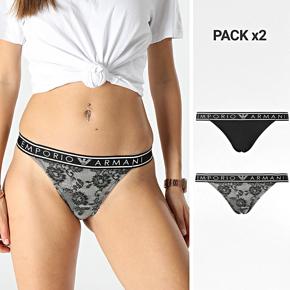 Coupon ⭐ Lot De 2 Strings Femme 164522 Noir de Emporio Armani 🌟 1 Coupon ⭐ Lot De 2 Strings Femme 164522 Noir de Emporio Armani 🌟