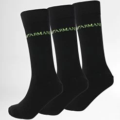 Meilleure vente 🥰 Lot De 3 Paires De Chaussettes 302402 Noir de Emporio Armani 👏