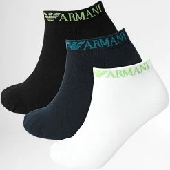 Budget 🛒 Lot De 3 Paires De Chaussettes 300038 Blanc Noir de Emporio Armani ⭐