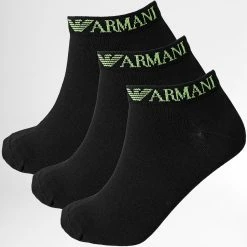 Meilleure vente ⌛ Lot De 3 Paires De Chaussettes 300038 Noir de Emporio Armani 🌟