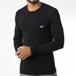 Tout neuf 🎉 Tee 👚 Shirt Manches Longues 111023-2F512 Noir de Emporio Armani 🧨