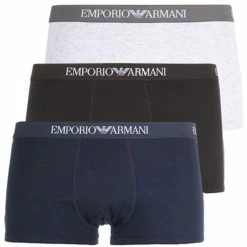 Budget ❤️ Lot De 3 Boxers 111610-CC722 Bleu Marine Gris Chiné Noir de Emporio Armani 🛒